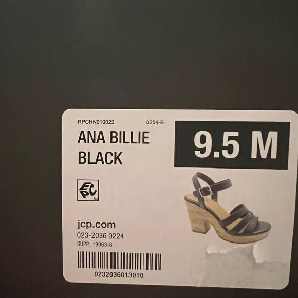 a.n.a Women’s Heels Billie Heeled Sandals Strap Black Size 9.5M Cute Shoes JCP - Picture 5 of 6